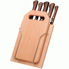 Набор ножей + доска раздел. «Кузинье» [5шт] древесн.,коричнев.