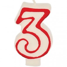 Свеча - цифра ко дню рождения «3»; воск